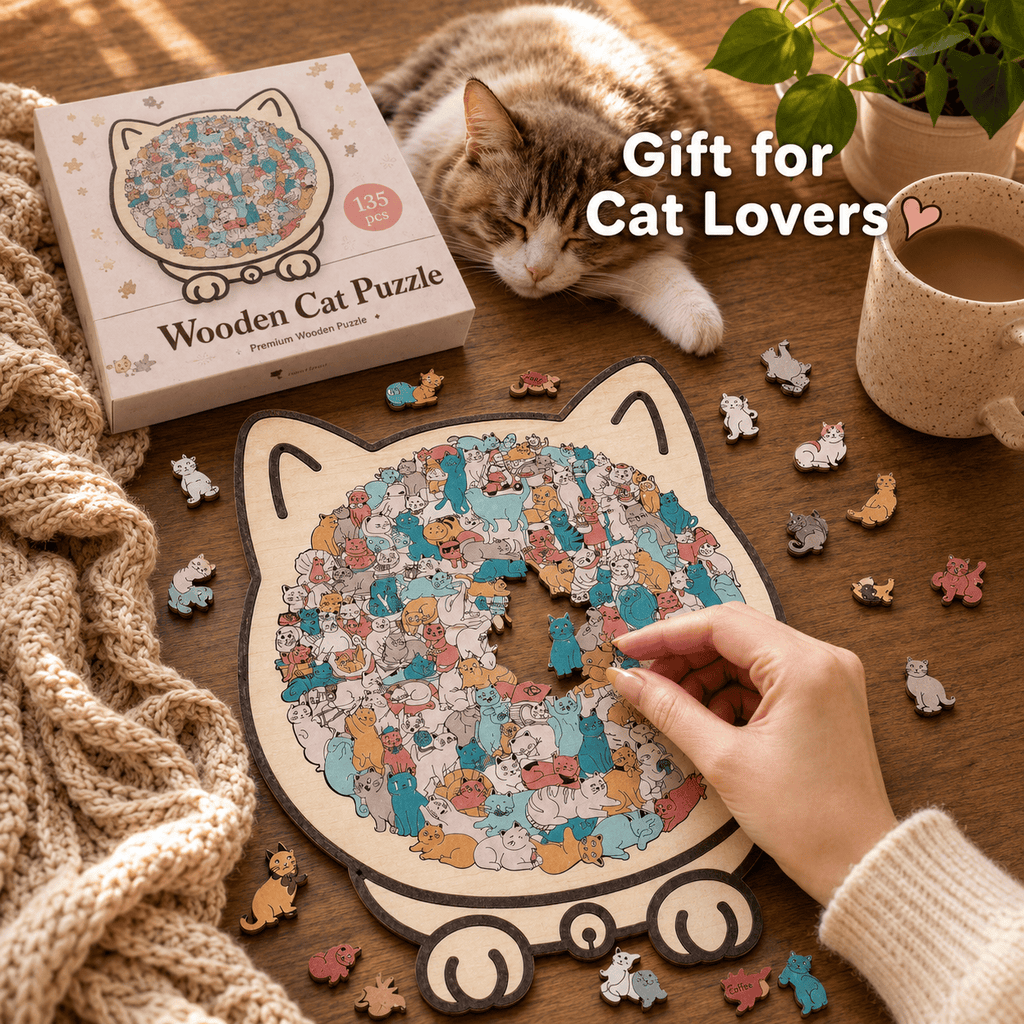 Wooden Cat Keepsake Puzzle