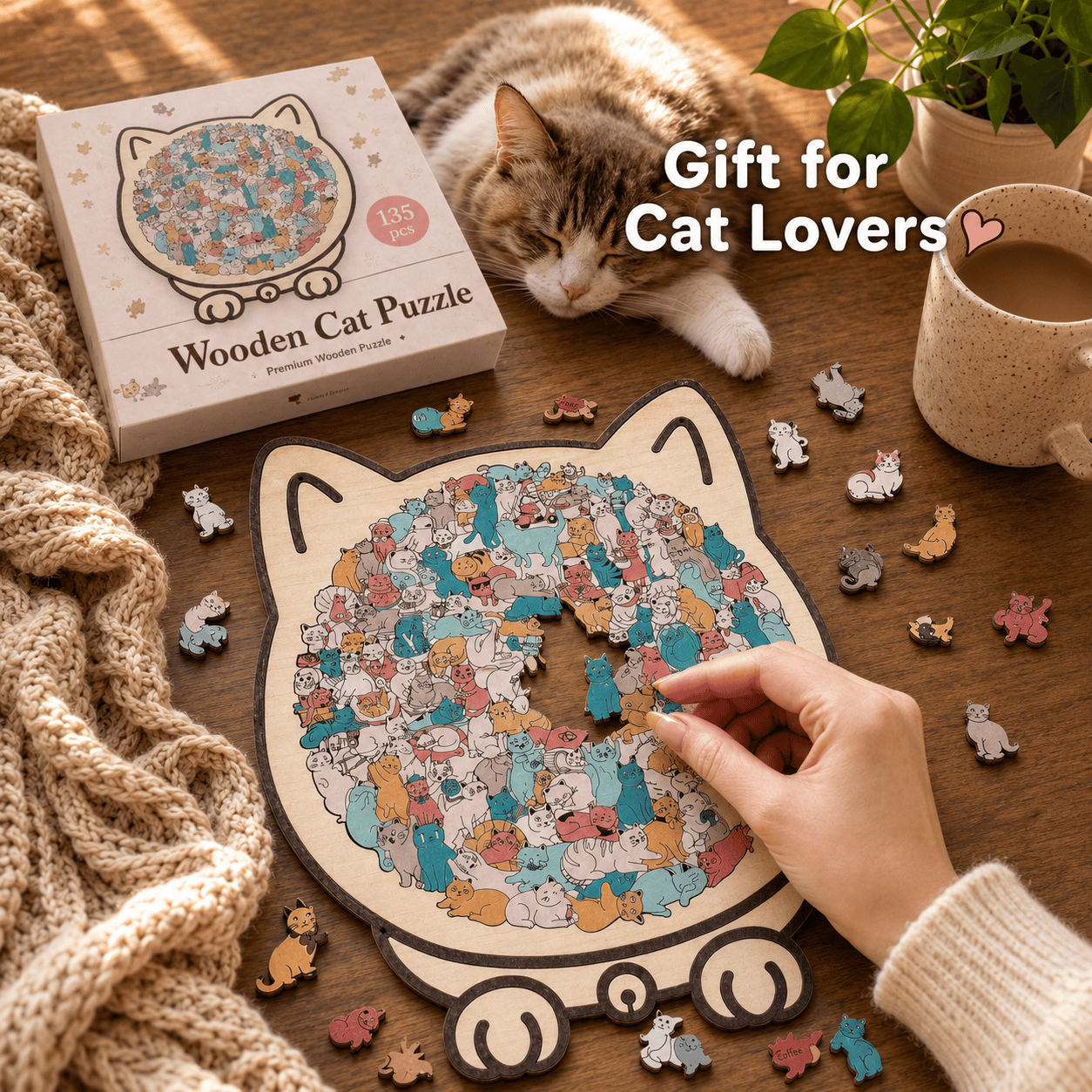 Wooden Cat Keepsake Puzzle
