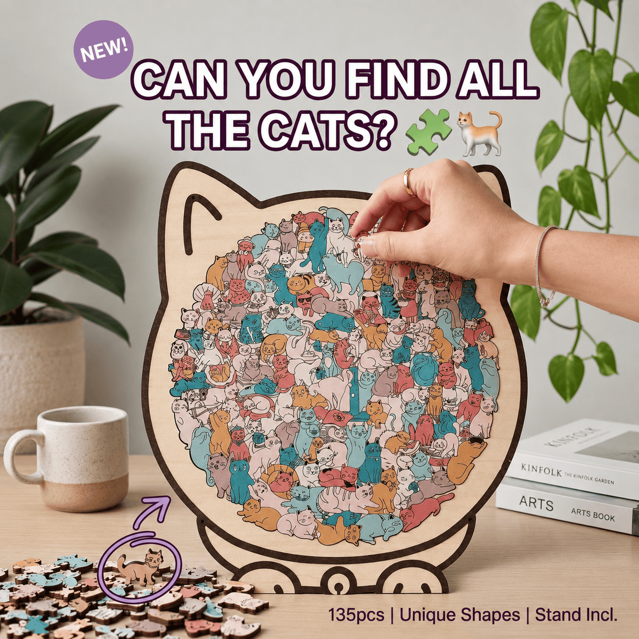 Wooden Cat Keepsake Puzzle