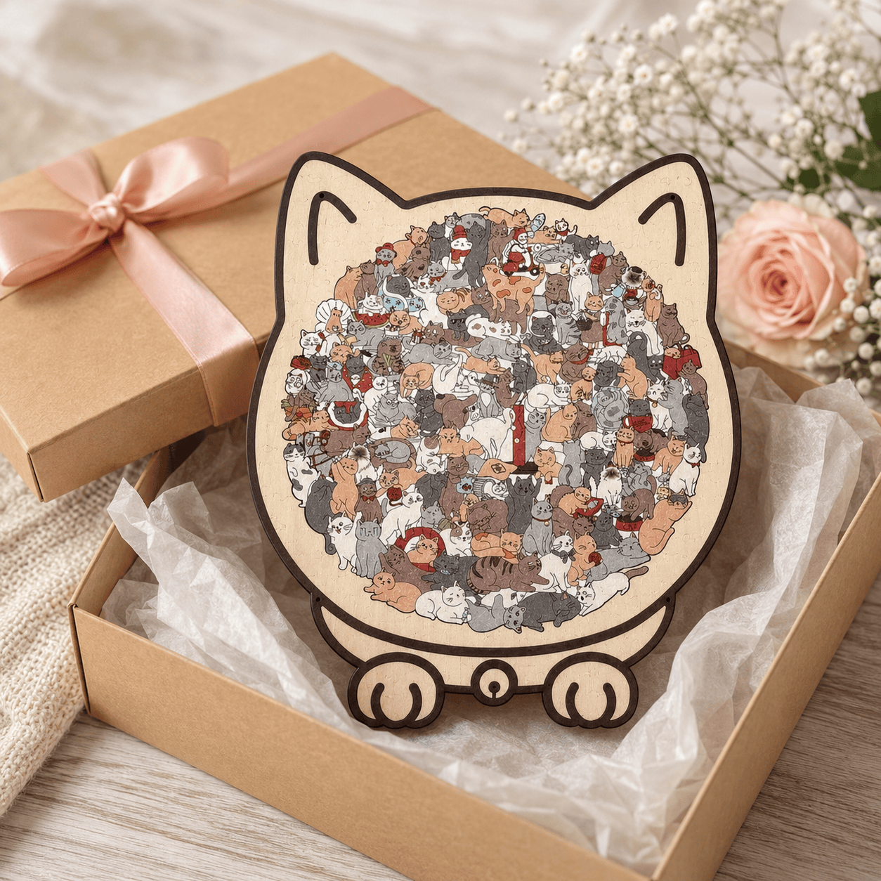 Wooden Cat Keepsake Puzzle