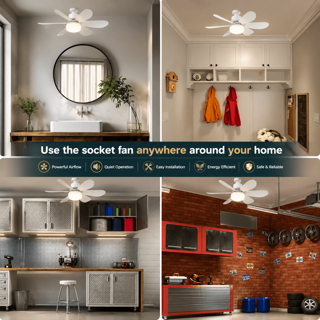 40W LED Ceiling Fan Light with Remote Control | E27 Socket + Free B22 Adapter