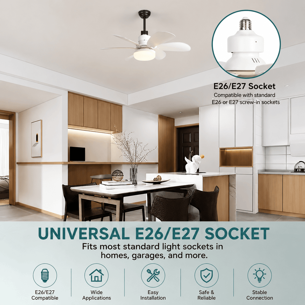 40W LED Ceiling Fan Light with Remote Control | E27 Socket + Free B22 Adapter