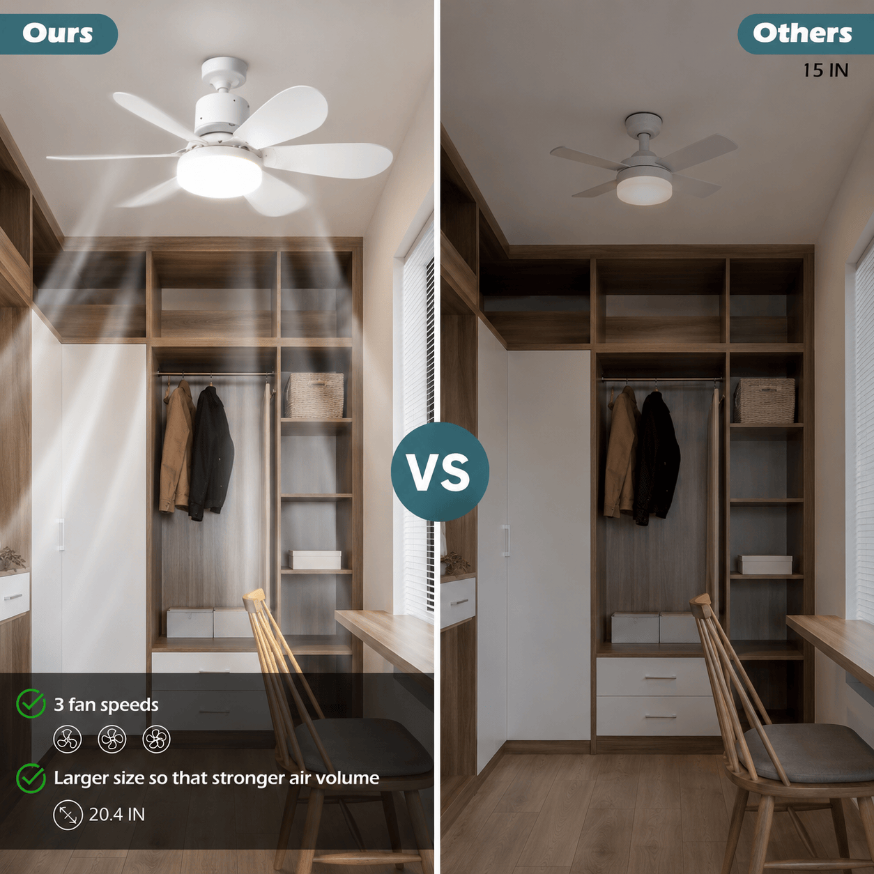 40W LED Ceiling Fan Light with Remote Control | E27 Socket + Free B22 Adapter