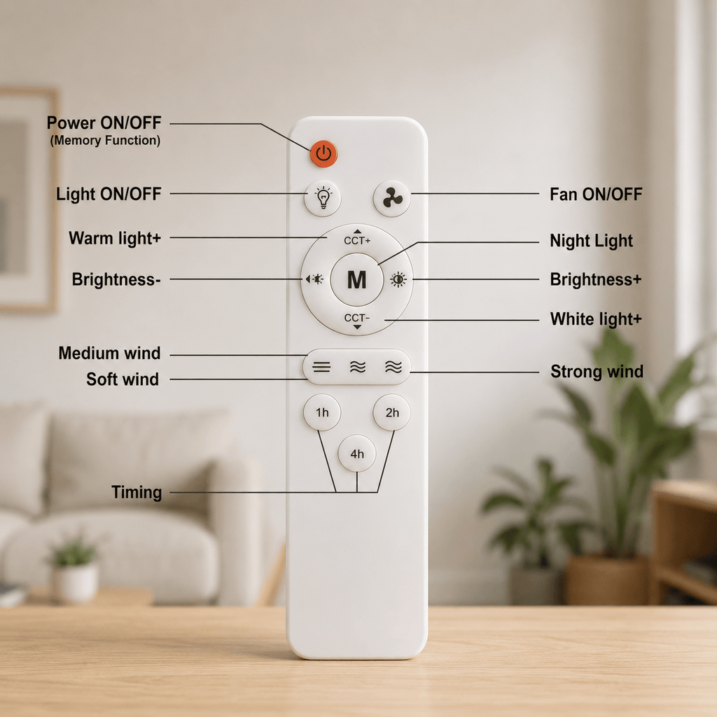 40W LED Ceiling Fan Light with Remote Control | E27 Socket + Free B22 Adapter