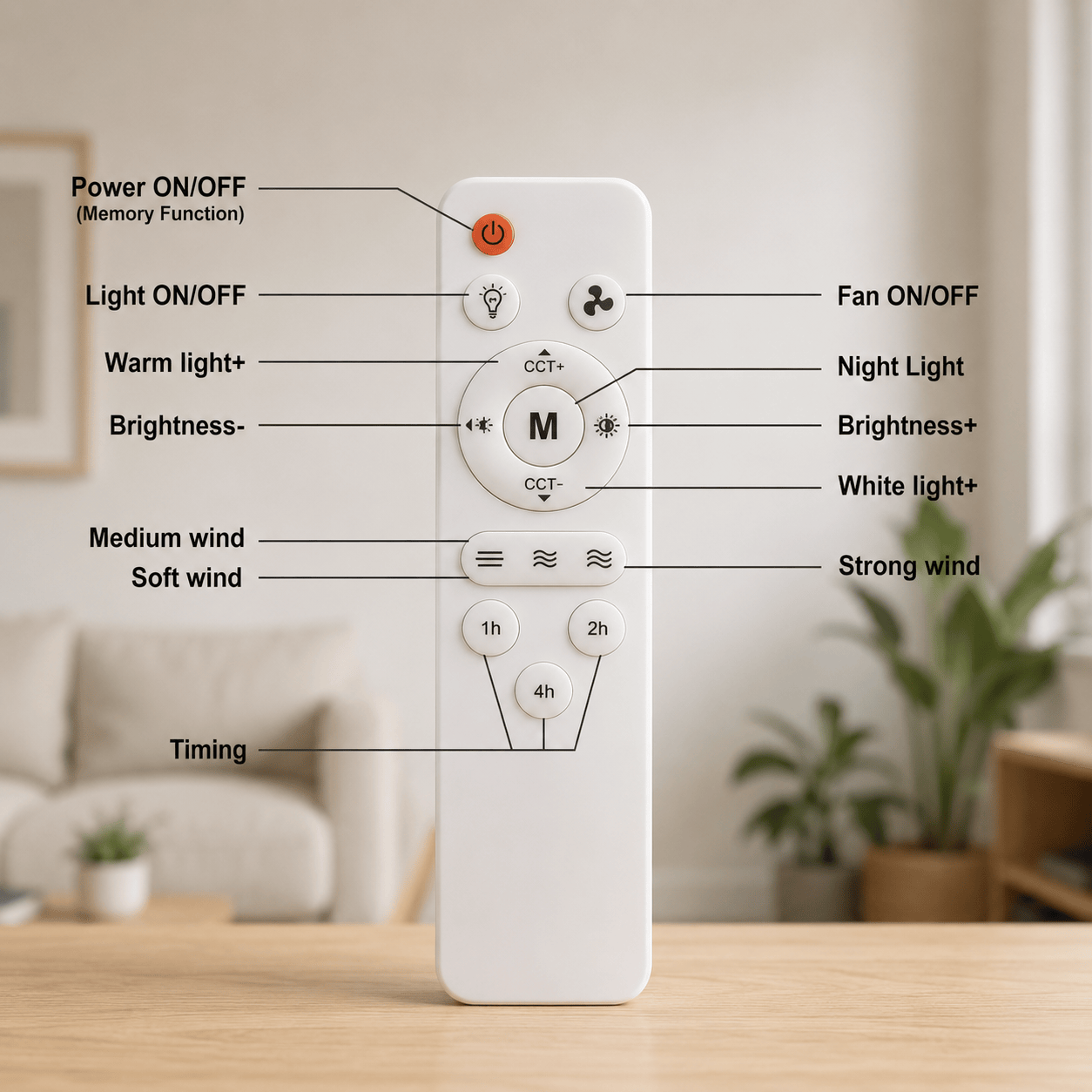 40W LED Ceiling Fan Light with Remote Control | E27 Socket + Free B22 Adapter