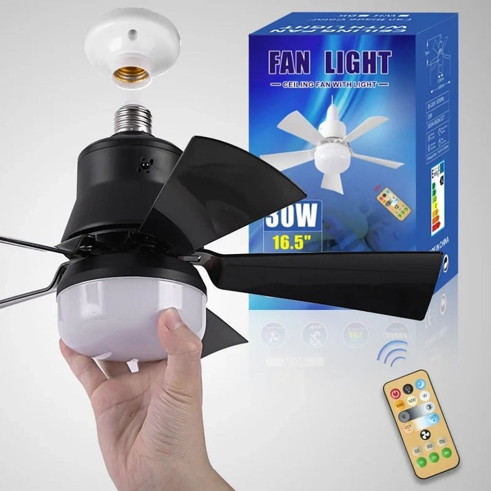 40W LED Ceiling Fan Light with Remote Control | E27 Socket + Free B22 Adapter