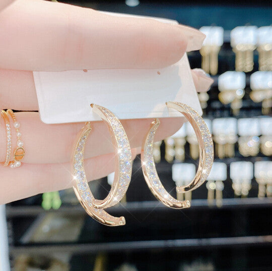 Cross Curved Earrings Luxury Women Accessories